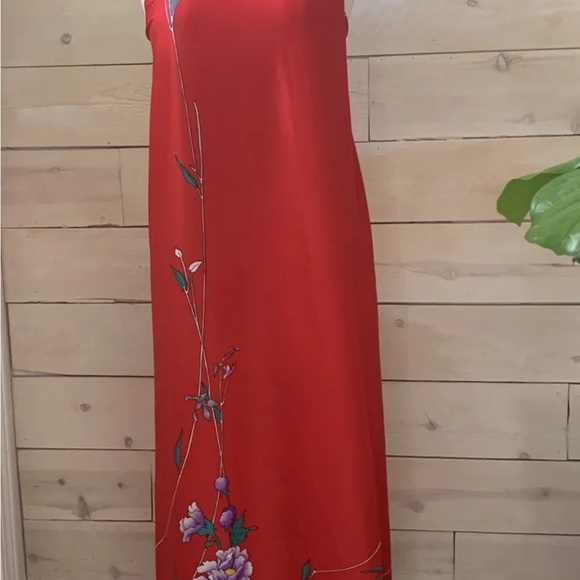 VTG 1970s NWT Deadstock Sand Pebble Hawaii Floral Maxi Wrap Sarong Dress Red - Picture 8 of 8